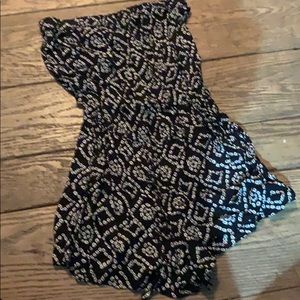 Black and white strapless romper